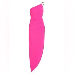 Amanda Uprichard Calla Asymmetrical Hot Pink dress